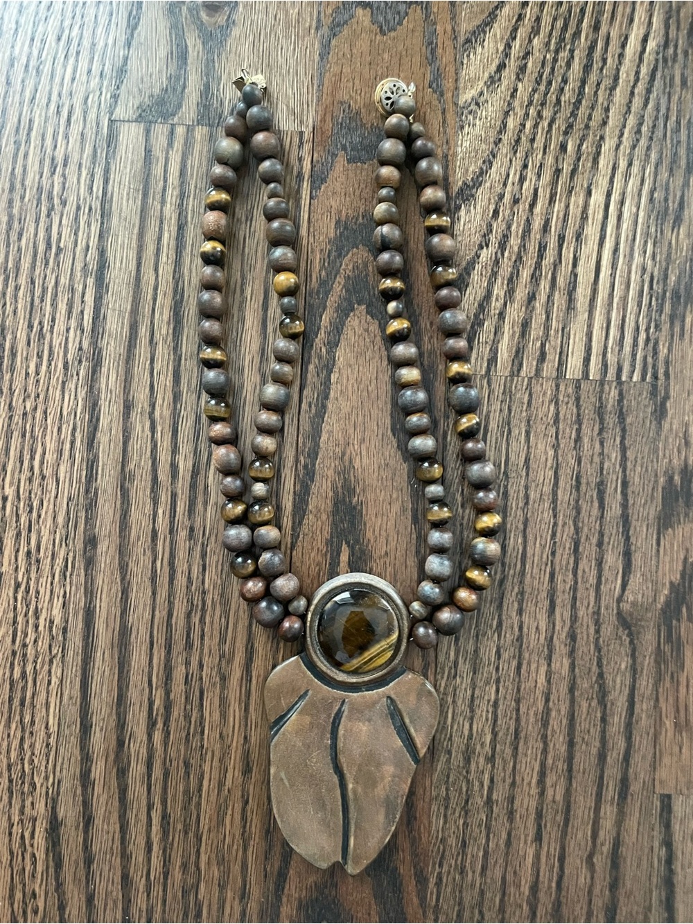 Handmade Brown Tiger Eye Pendant Necklace - Artisan Women Jewelry